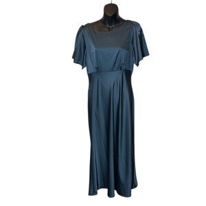 Baltic born women’s large satin maxi dress high neck flutter sleeve new